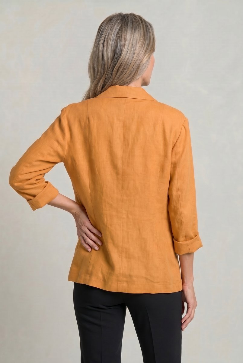 Women's Relaxed Single-Button Linen-Look Blazer