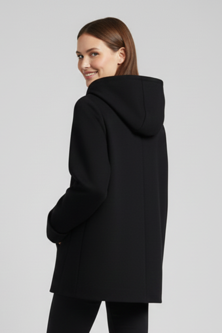 Women's Oversized Hooded Zip Jacket with Turn-Up Cuffs