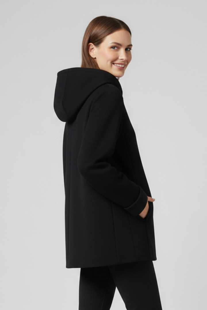 Women's Oversized Hooded Zip Jacket with Turn-Up Cuffs