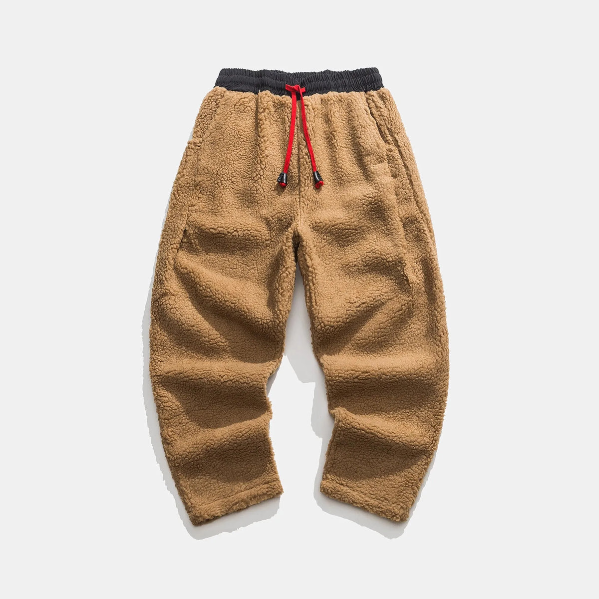 Men's Sherpa Fleece Jogger Pants with Contrast Drawstring