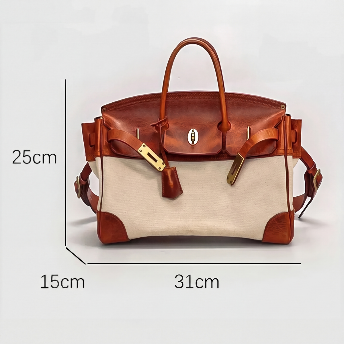 Women’s Two-Tone Canvas Travel Tote with Lock Detail
