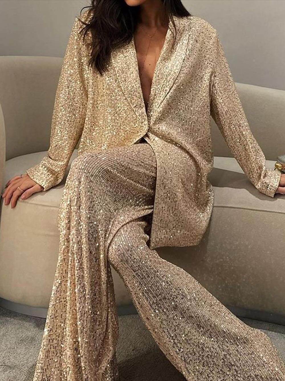 Women's Sequin Oversized Blazer Jacket