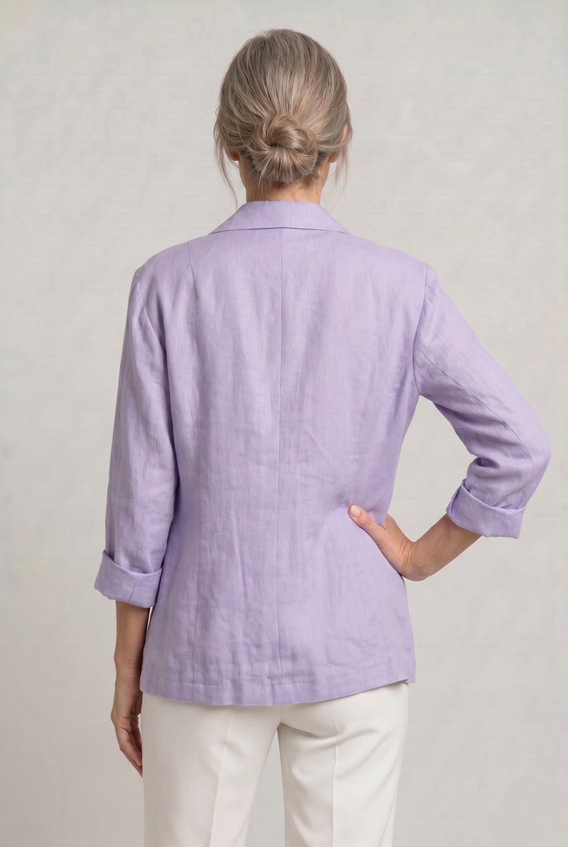 Women's Relaxed Single-Button Linen-Look Blazer