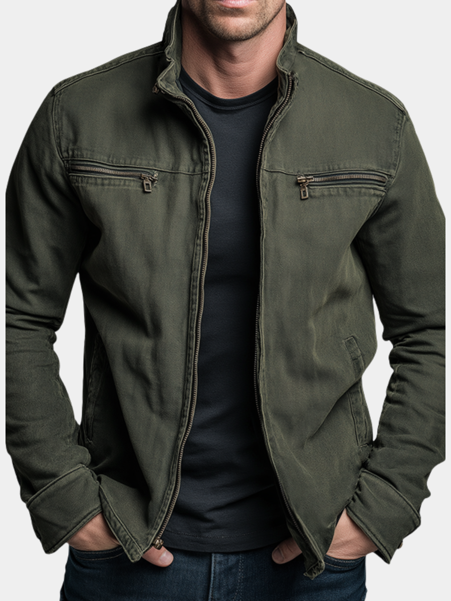 Men's Full-Zip Utility Jacket with Chest Pockets