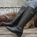 Women's Knee-High Riding Boots with Buckle Detail