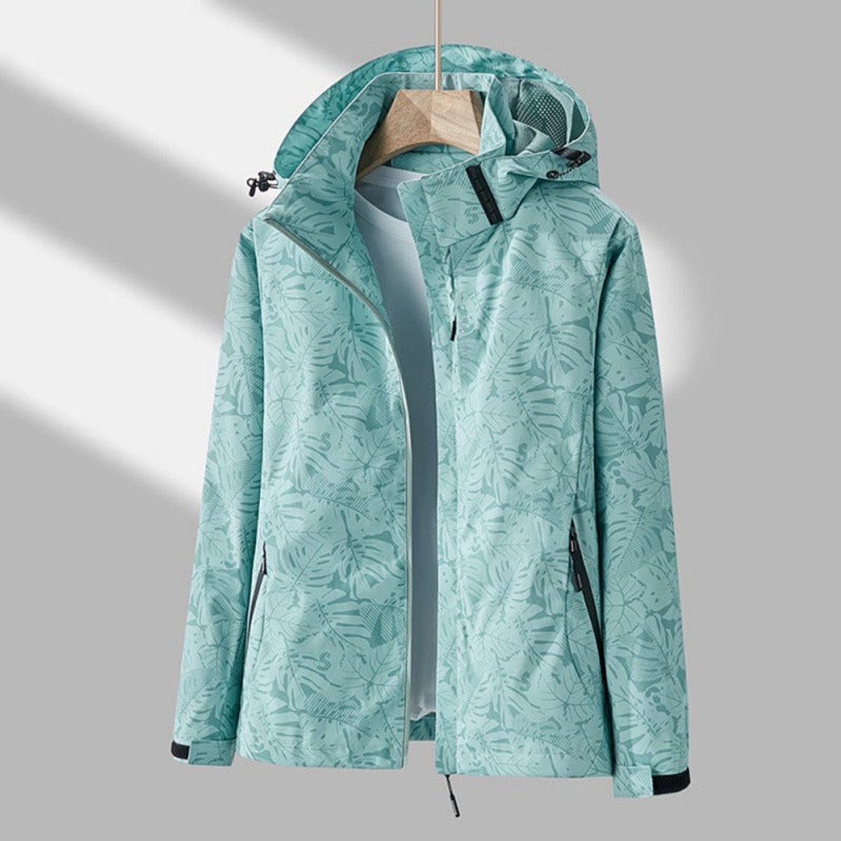 Women's Printed Windbreaker Jacket with Adjustable Hood