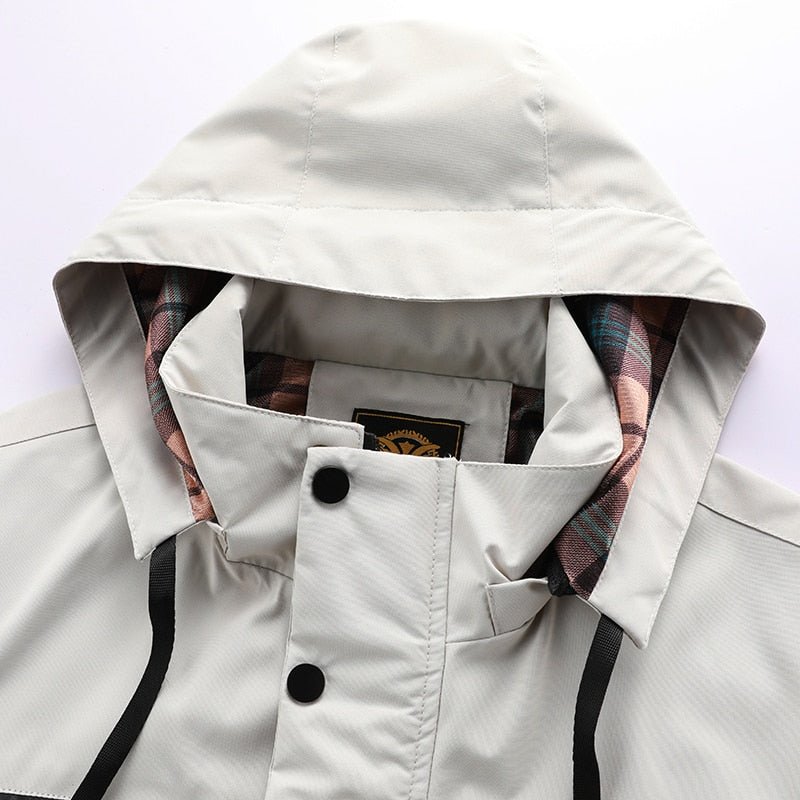 Men's Multi-Pocket Windbreaker Jacket with Stand Collar