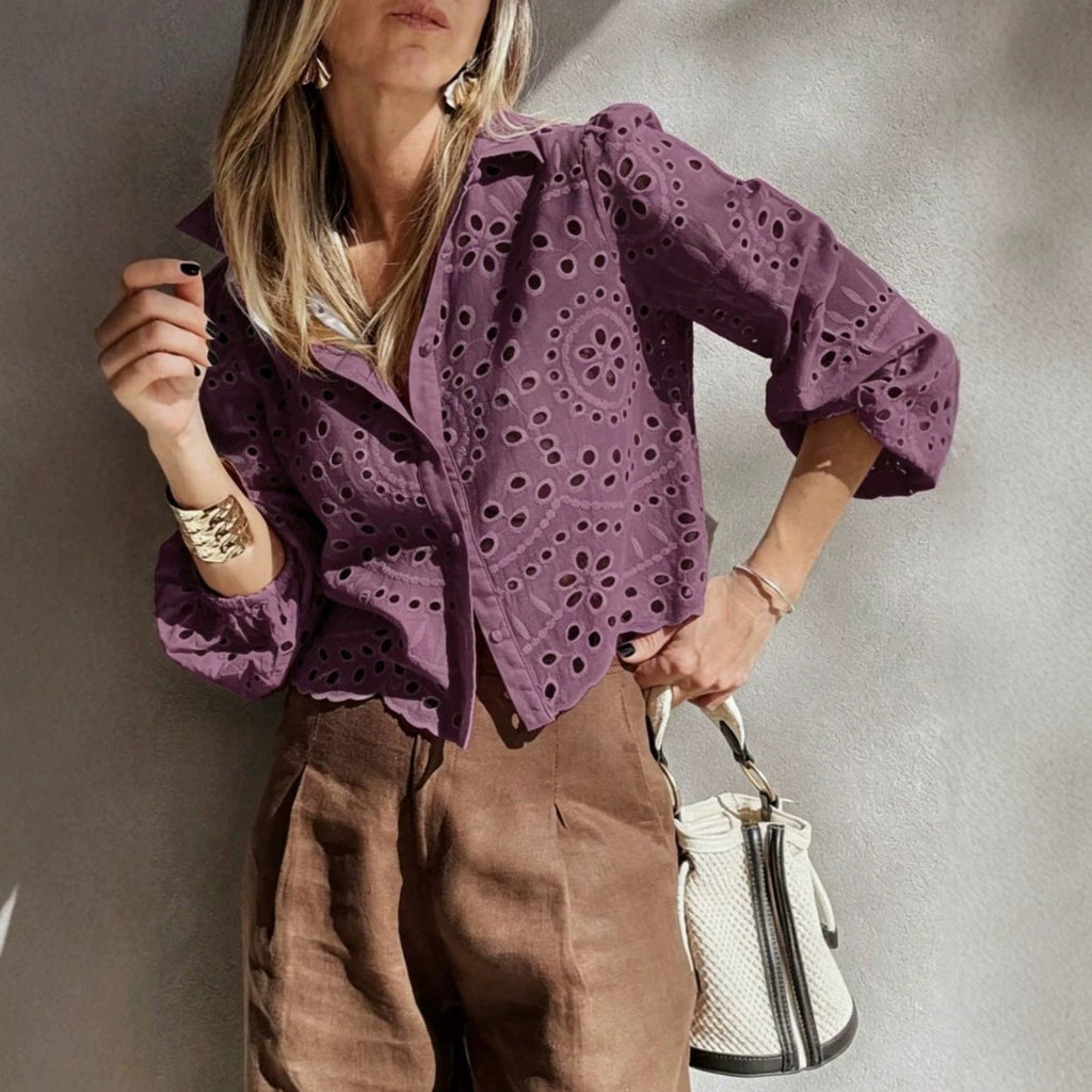 Women's Eyelet Embroidered Blouse