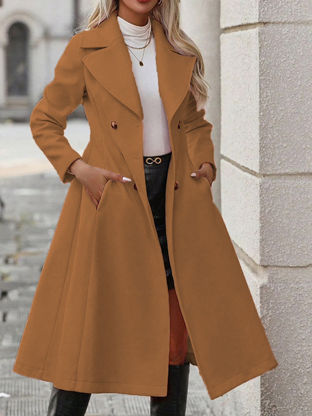 Women's Tailored Double-Breasted Maxi Coat