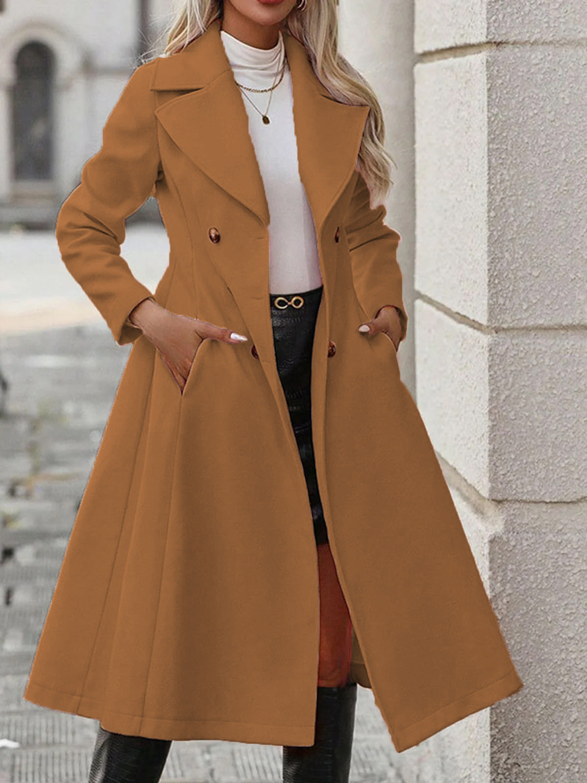 Women's Tailored Double-Breasted Maxi Coat