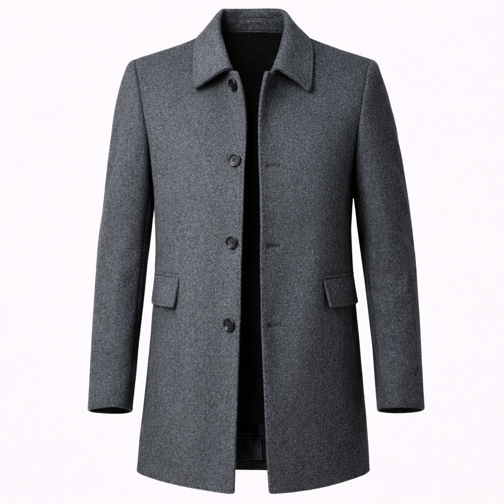 Men's Single-Breasted Overcoat with Flap Pockets