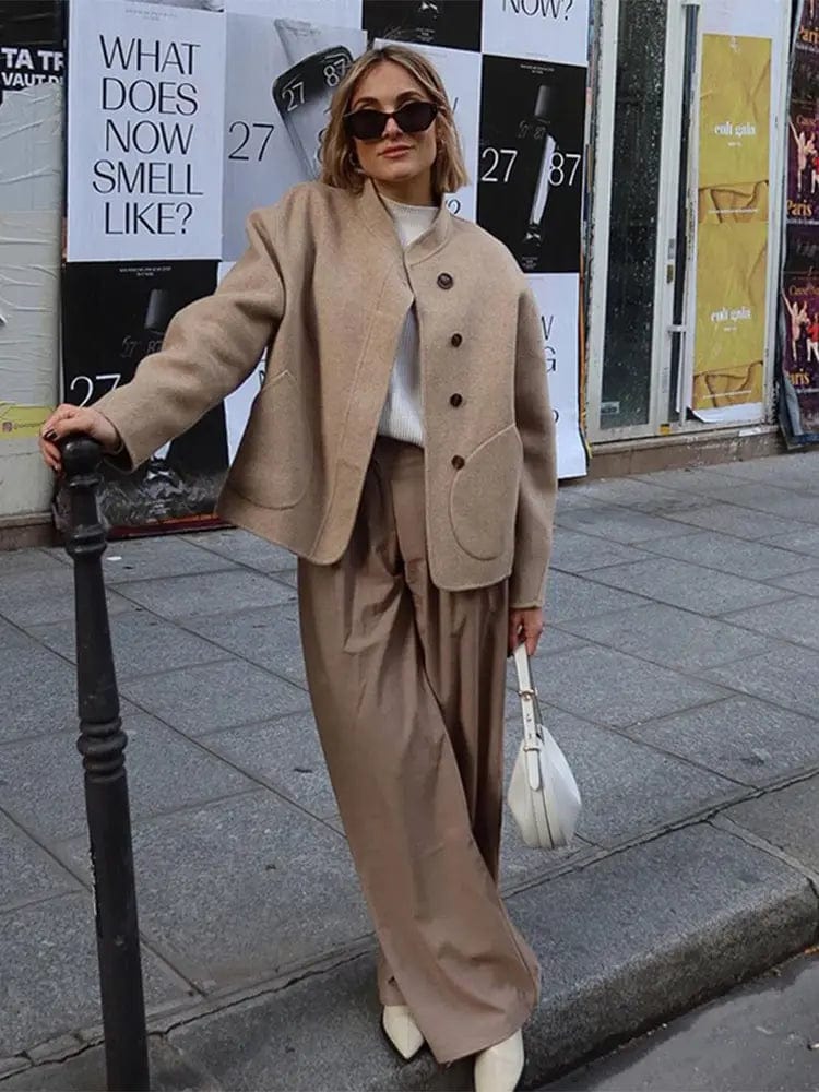 Women's Collarless Short Coat