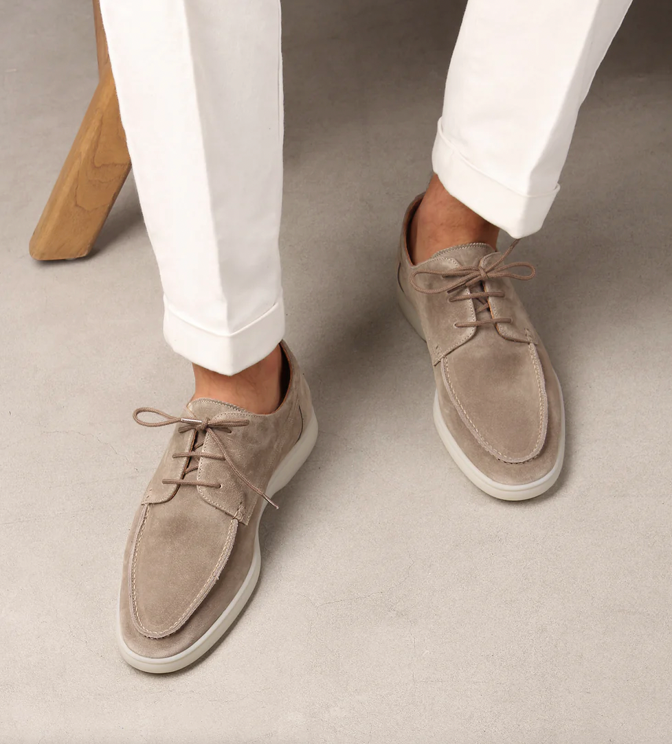 Men's Faux Suede Lace-Up Moc Toe Shoes