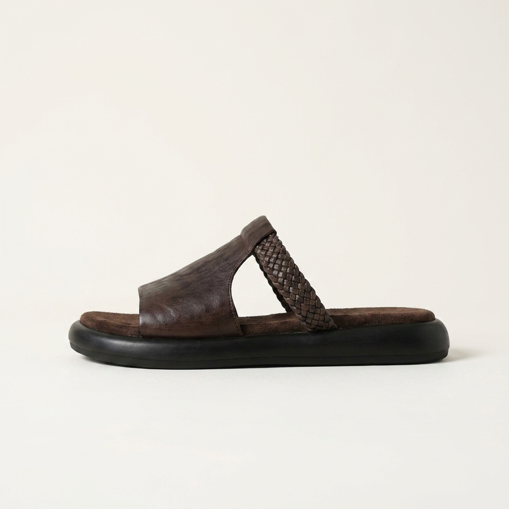 Women's Woven Strap Slide Sandals with Platform Sole