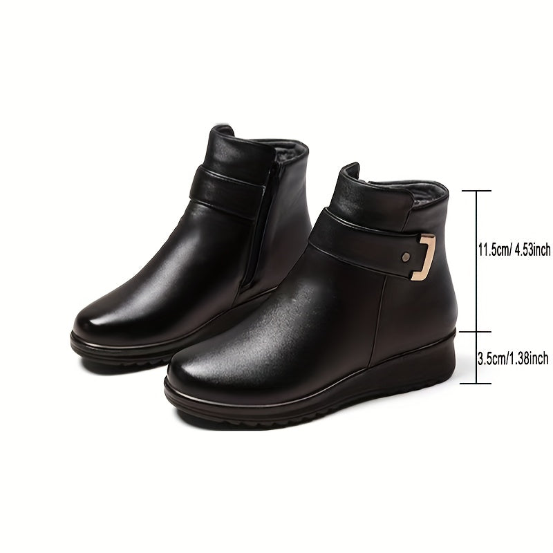Women's Ankle Boots with Buckle Strap Detail
