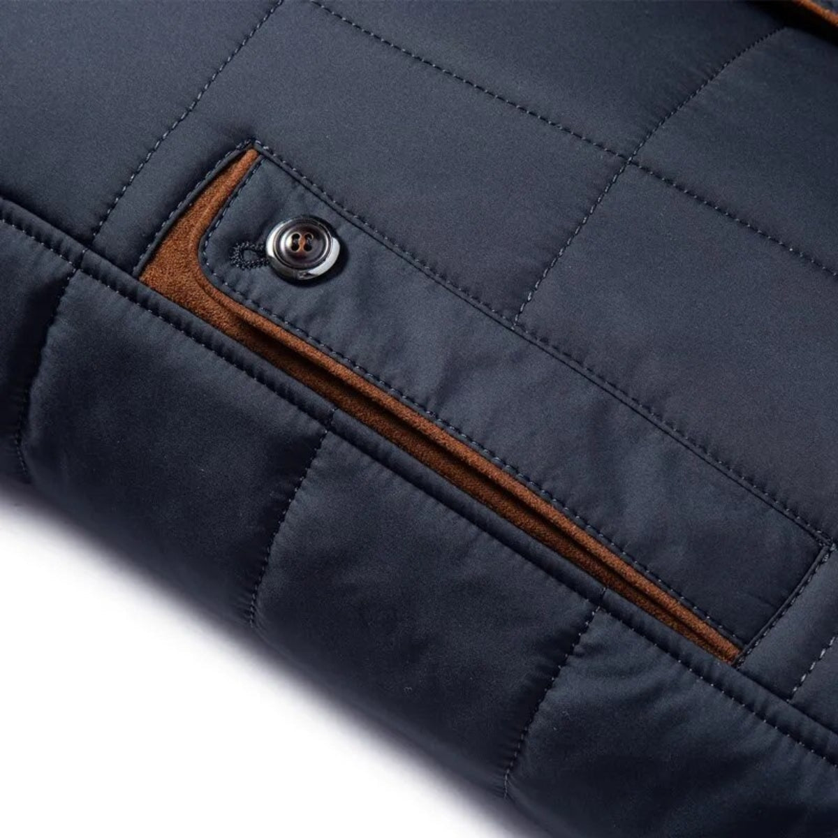 Men's Quilted Winter Jacket with Faux Fur Collar