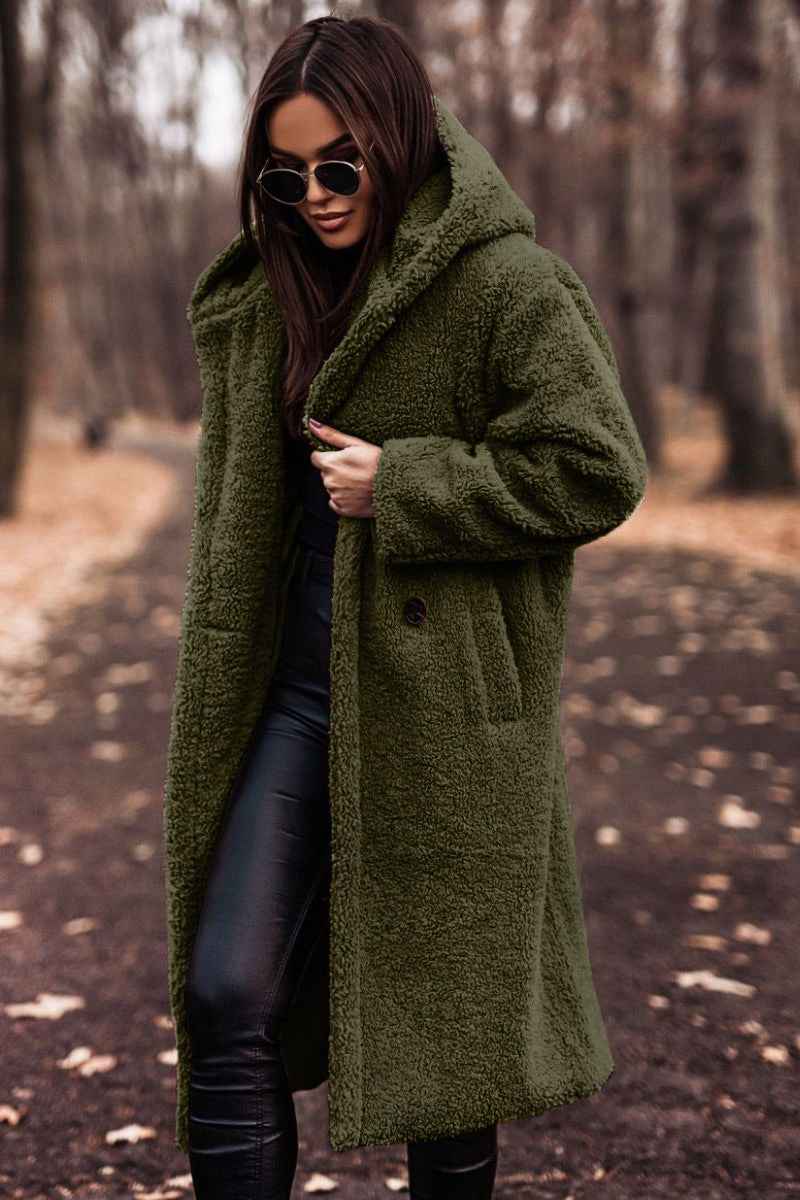 Women's Oversized Hooded Teddy Coat with Longline Fit