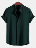 Men's Textured Short Sleeve Band Collar Shirt