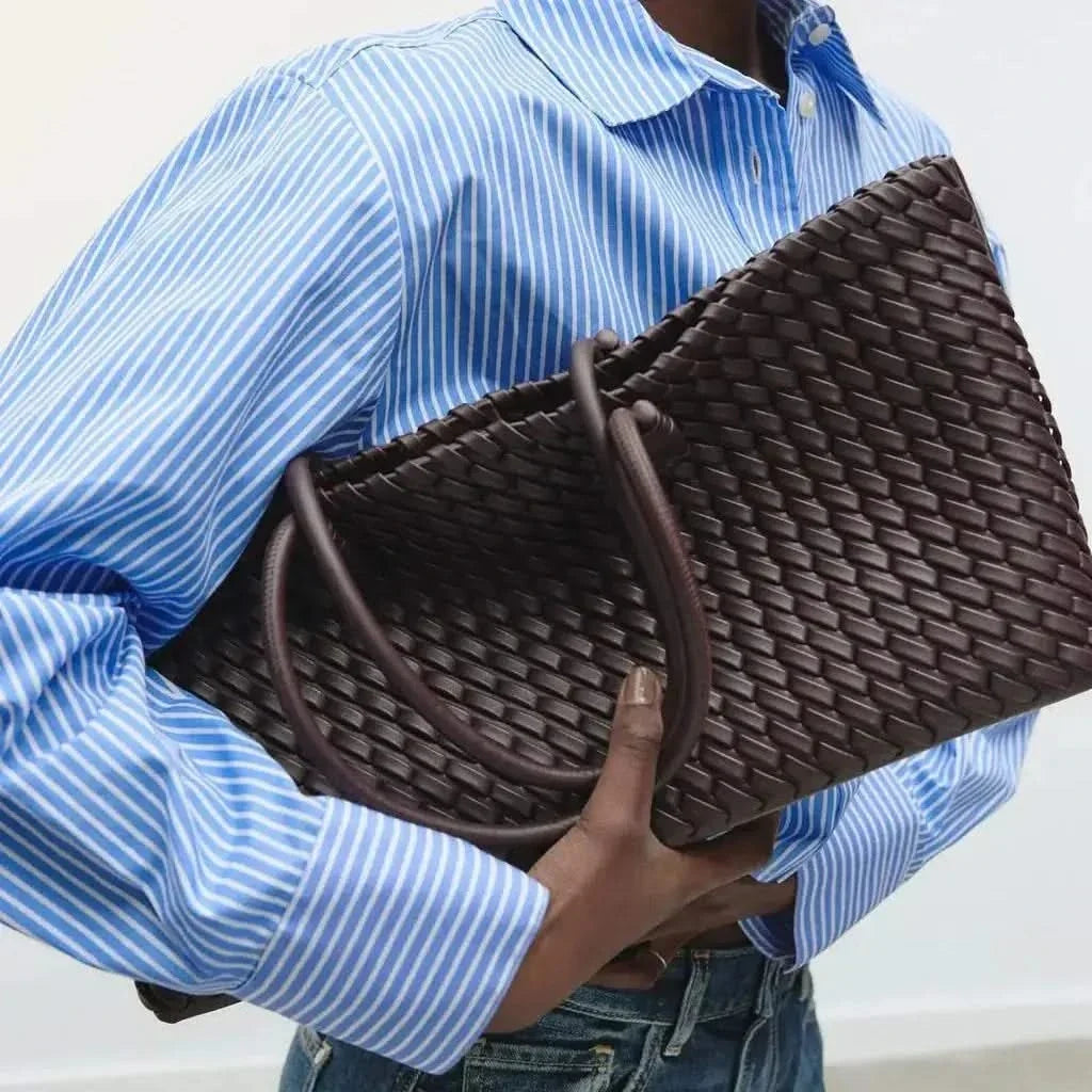 Women's Woven Tote Bag with Top Handles