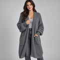 Women's Longline Chunky Knit Cardigan with Patch Pockets