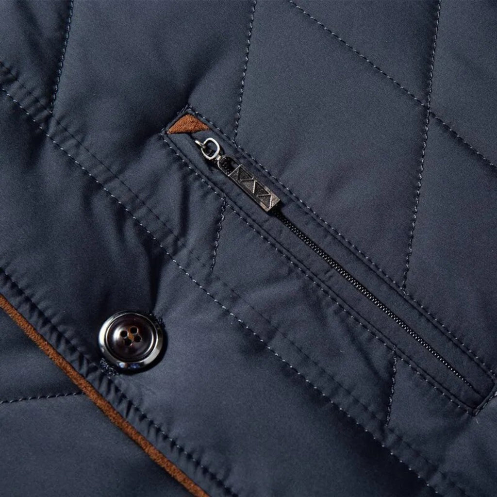 Men's Quilted Winter Jacket with Faux Fur Collar