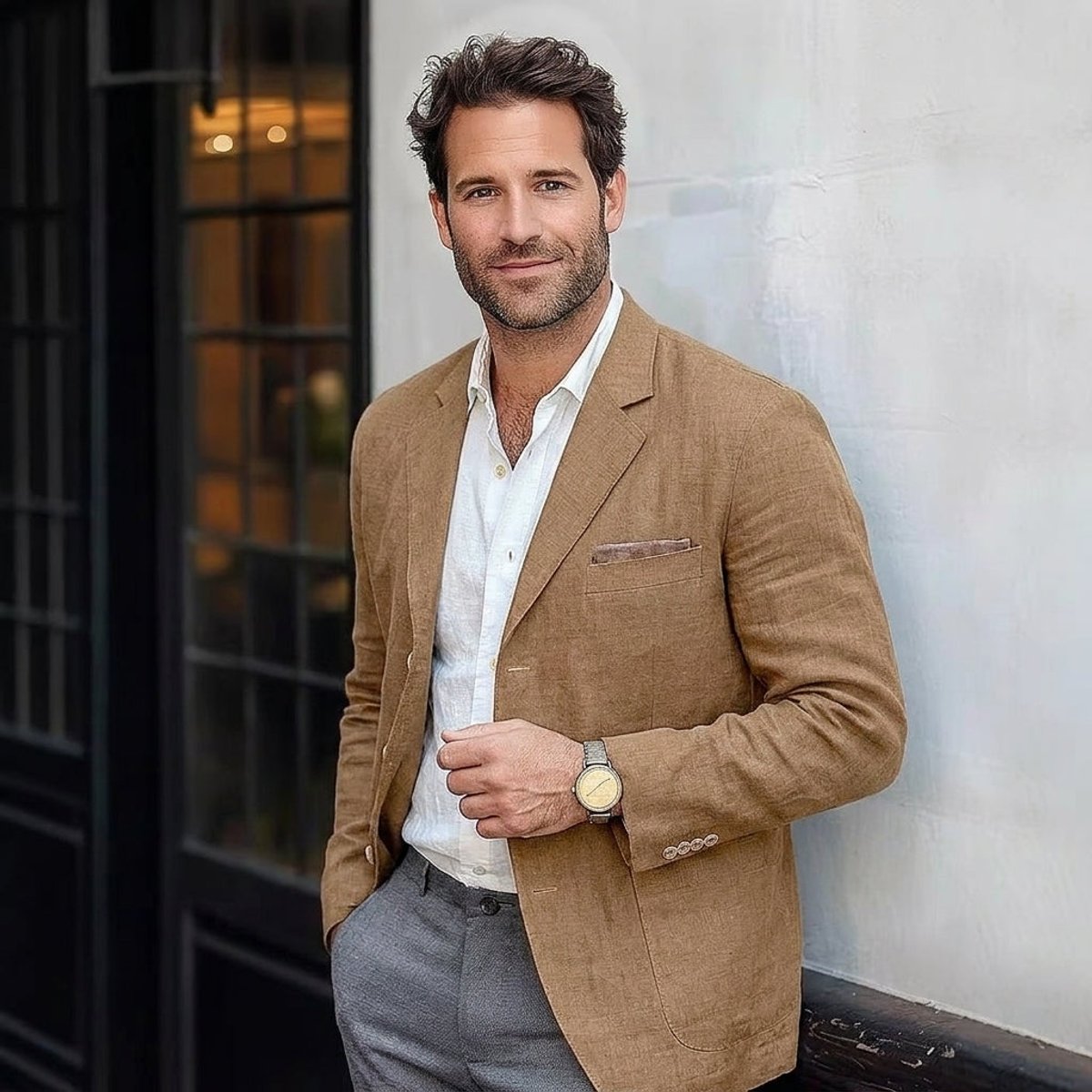 Men's Textured Two-Button Tailored Blazer
