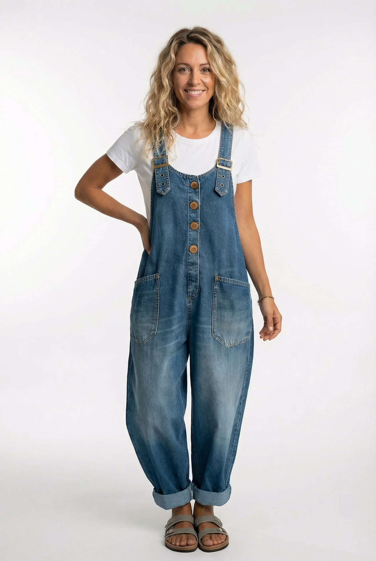 Women's Relaxed Denim Overalls with Adjustable Straps