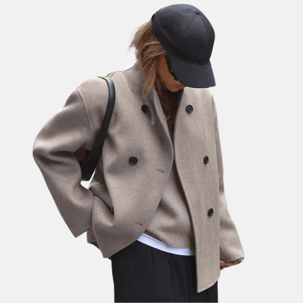 Women’s Stand Collar Double-Breasted Short Coat