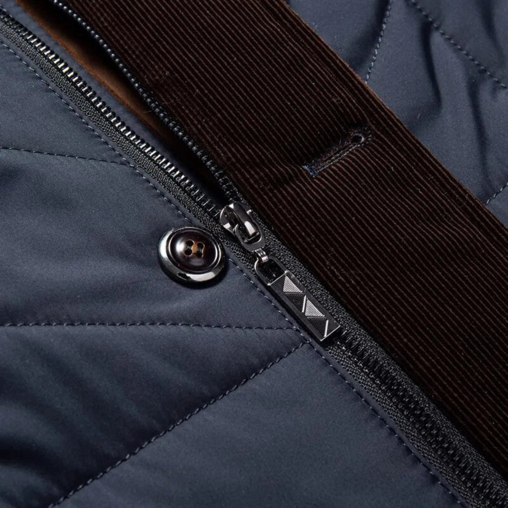 Men's Quilted Winter Jacket with Faux Fur Collar