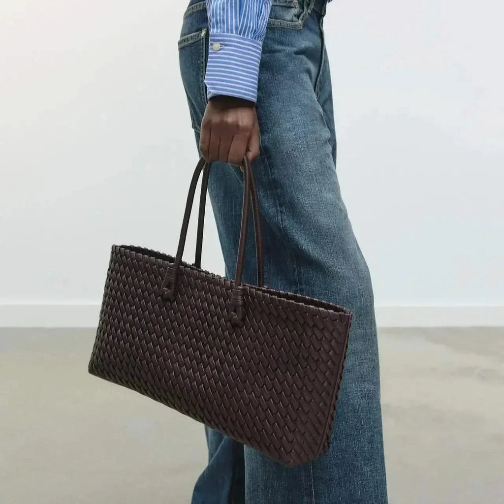 Women's Woven Tote Bag with Top Handles