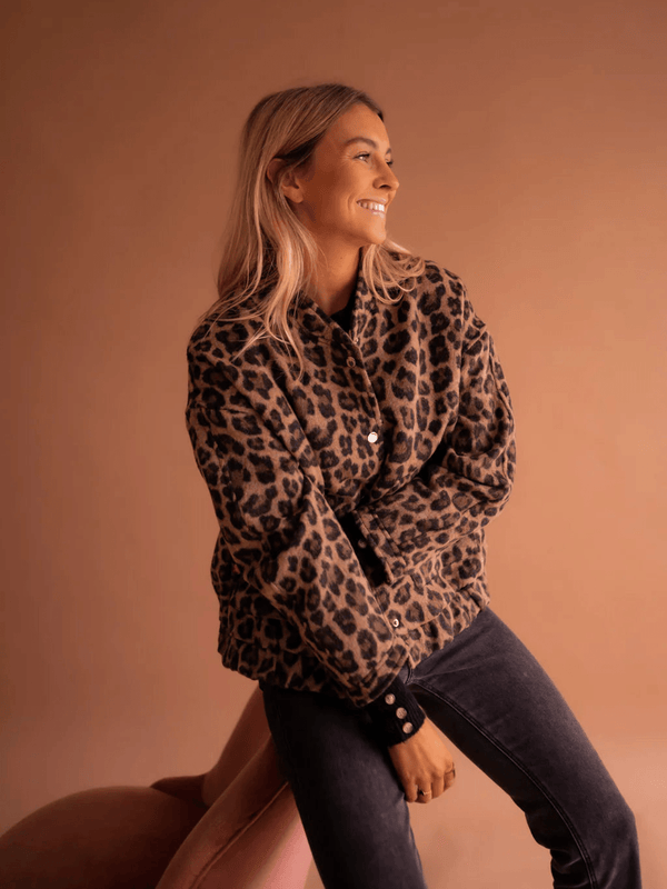 Women's Leopard Print Button-Front Shirt Jacket