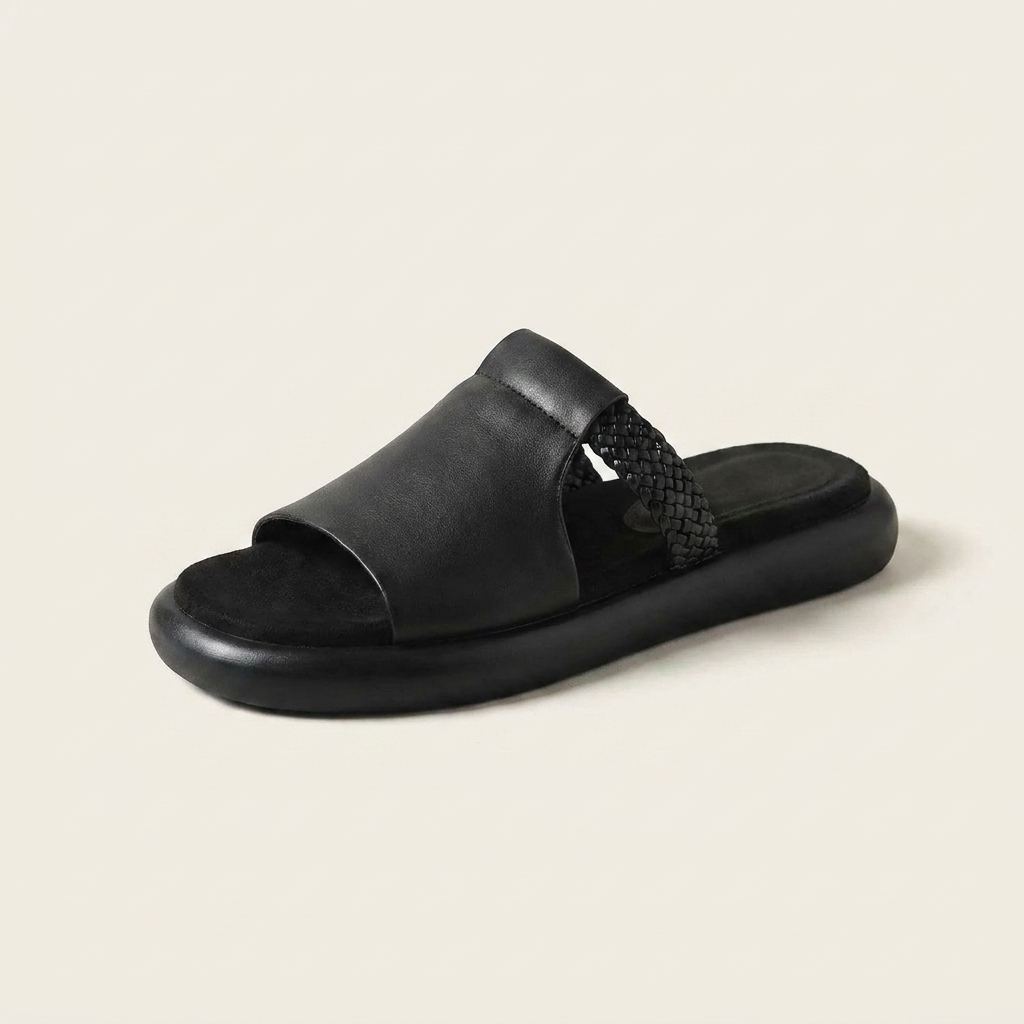 Women's Woven Strap Slide Sandals with Platform Sole