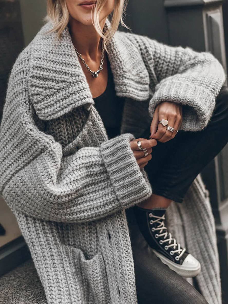 Women's Oversized Longline Chunky Knit Cardigan