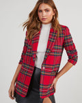 Women's Tartan Plaid Single-Button Blazer
