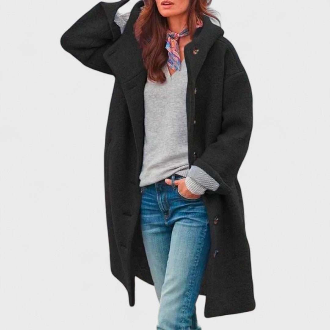 Women's Oversized Longline Button-Front Wool-Look Coat