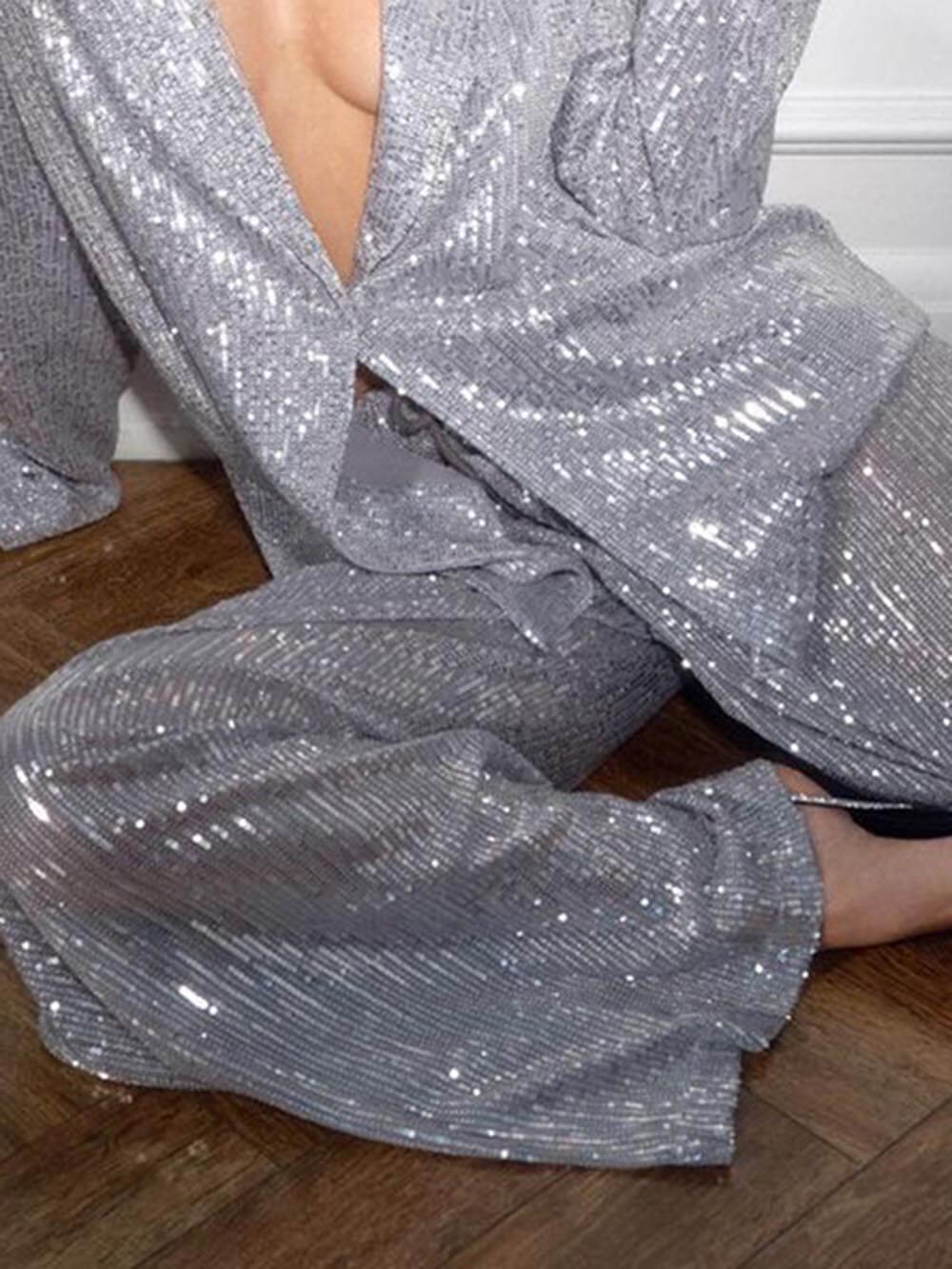 Women's Sequin Oversized Blazer Jacket