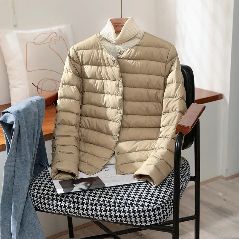 Women’s Collarless Lightweight Quilted Puffer Jacket