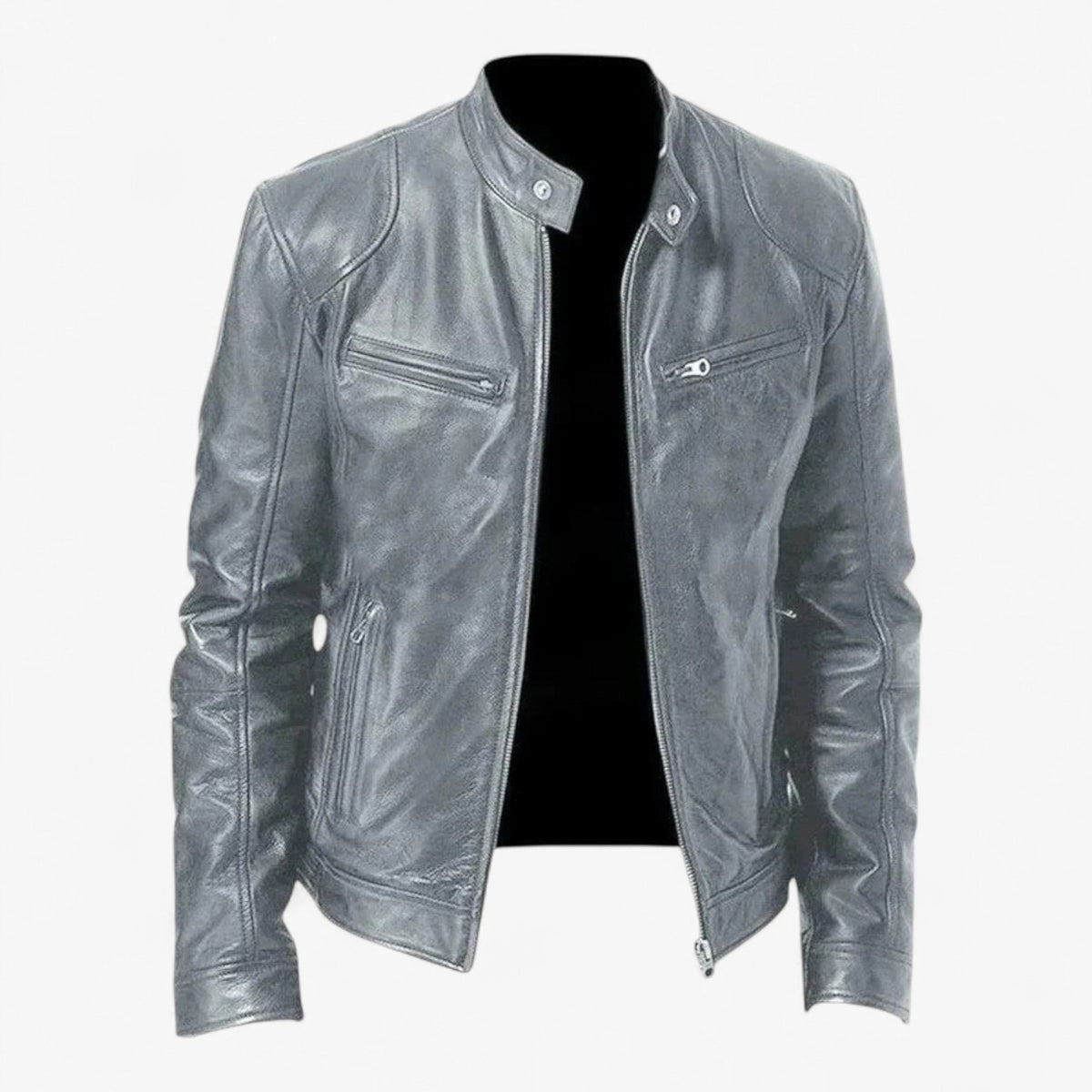 Men's Slim-Fit Moto Jacket with Zip Pockets
