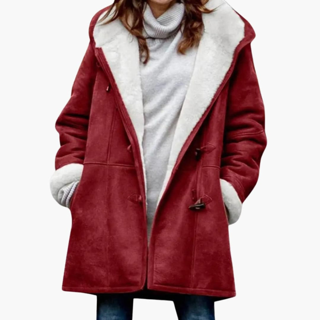 Women’s Hooded Faux Suede Toggle Coat