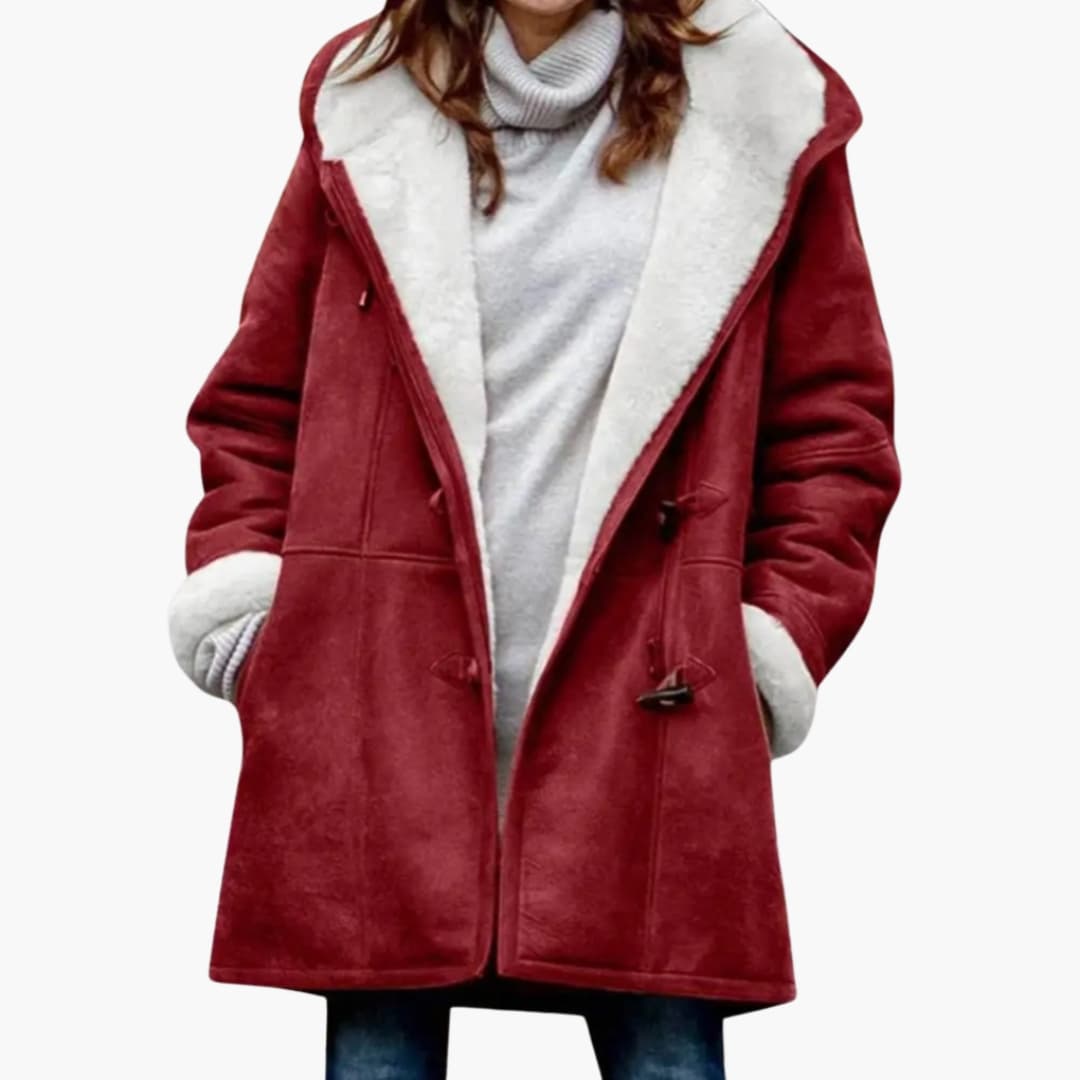 Women’s Hooded Faux Suede Toggle Coat