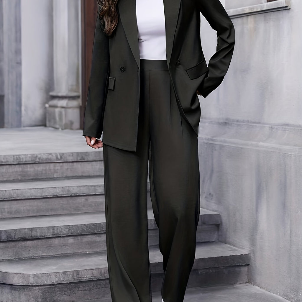 Women's Tailored Blazer and Wide-Leg Trouser Set