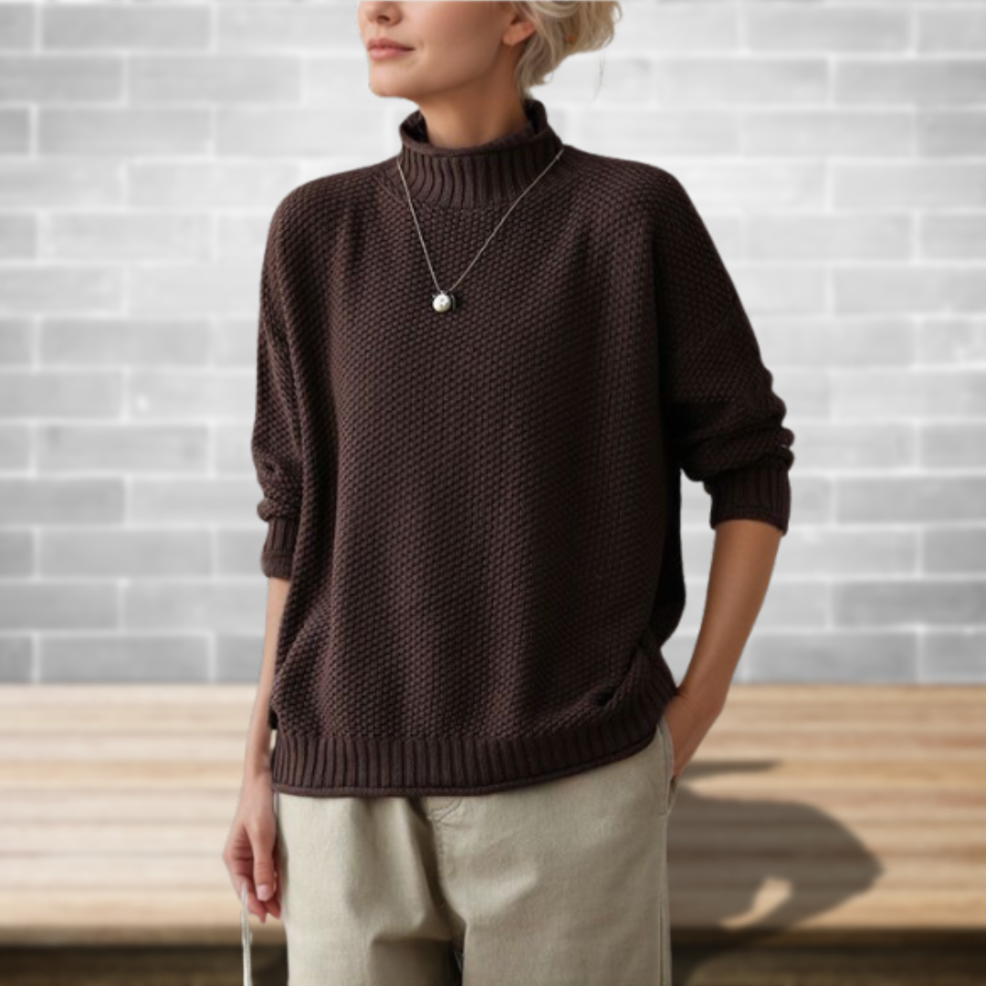 Women’s Textured Knit Mock Neck Sweater