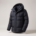 Men's Hooded Puffer Jacket with Drawstring Hood