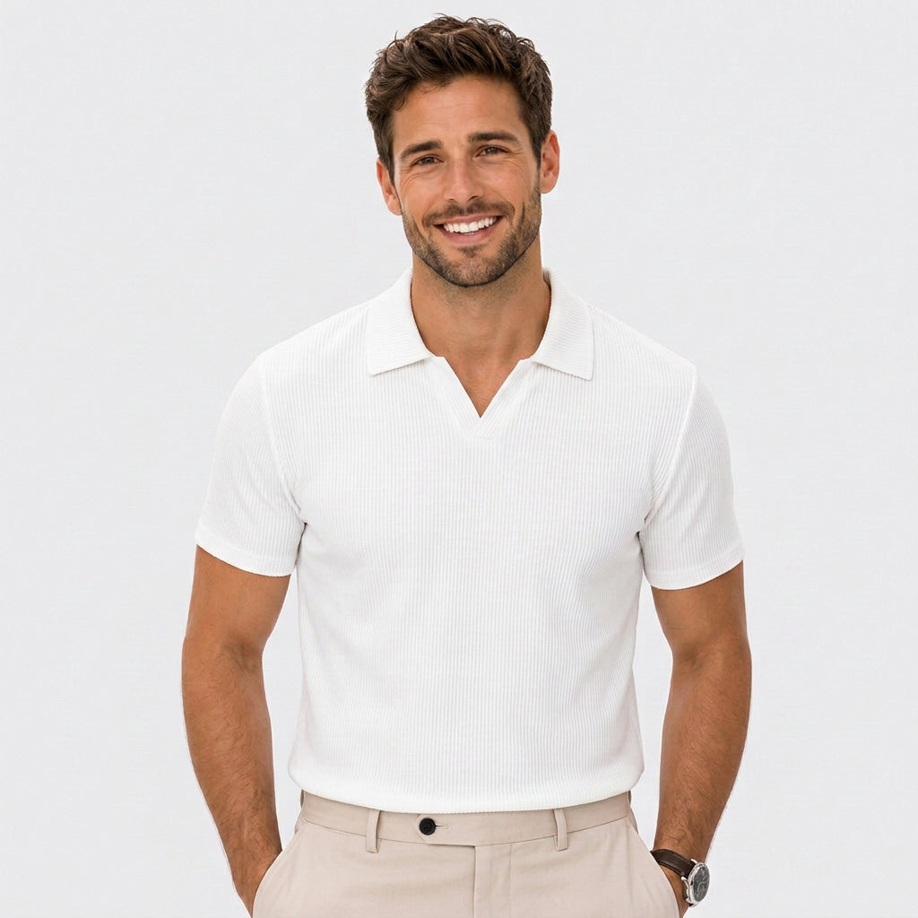 Men Ribbed Polo Shirt