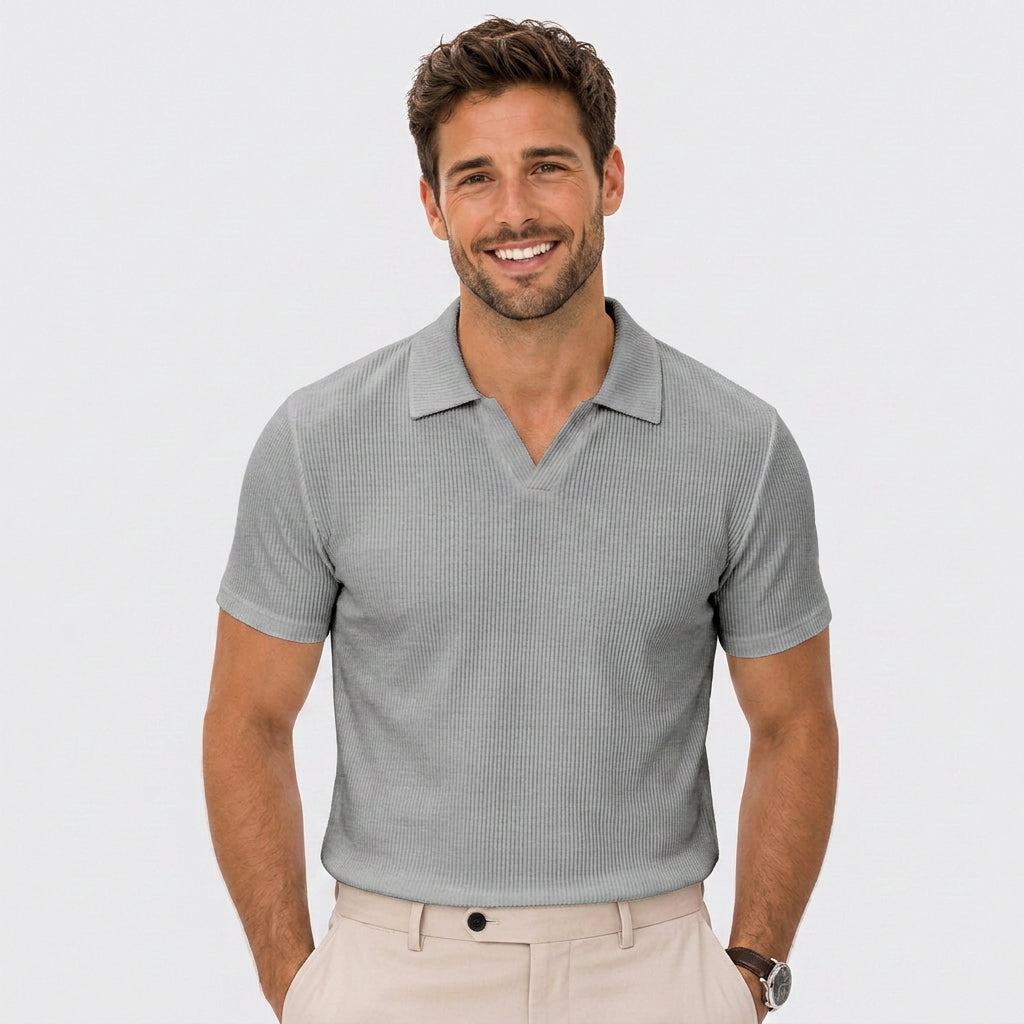 Men Ribbed Polo Shirt