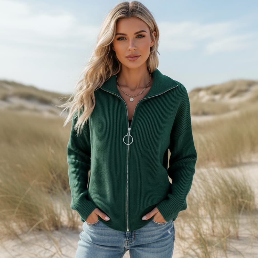 Women’s Rib Knit Zip-Up Cardigan