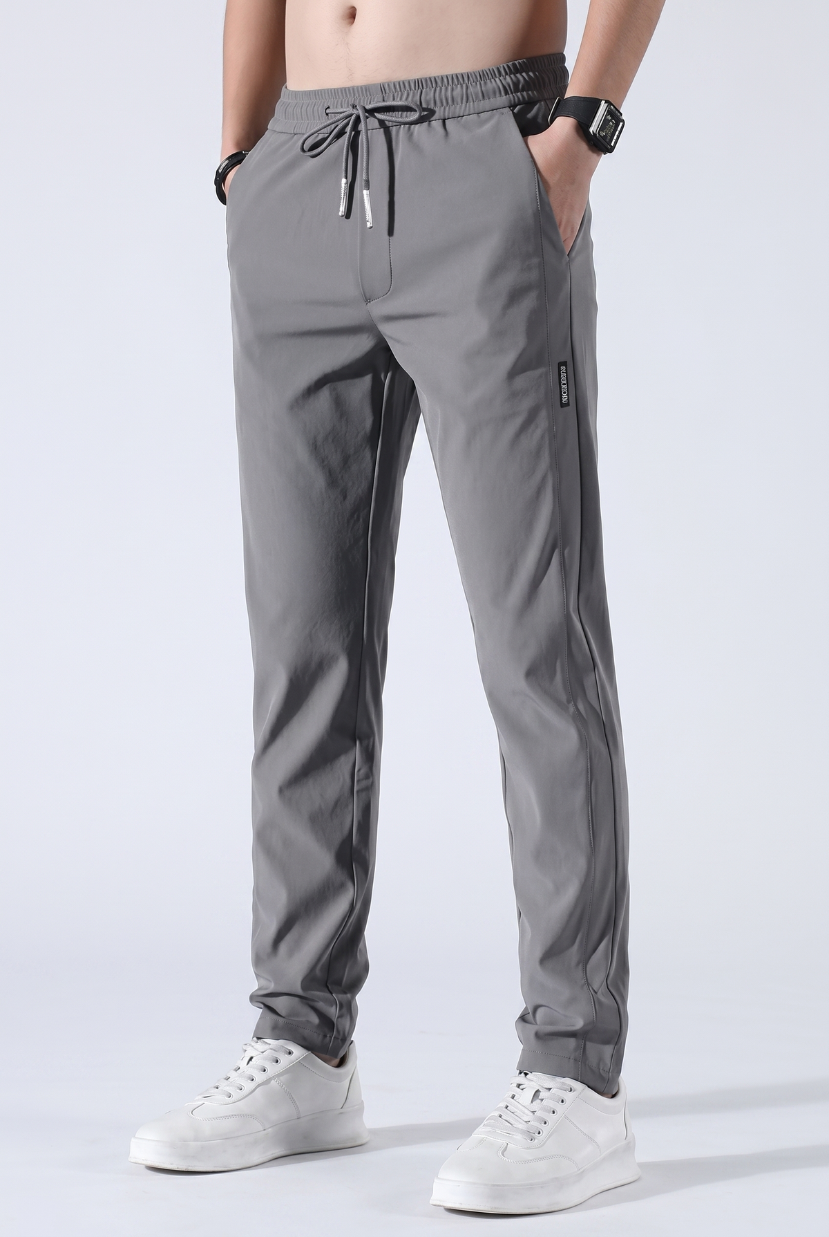 Men's Slim-Fit Tapered Joggers with Drawstring Waist