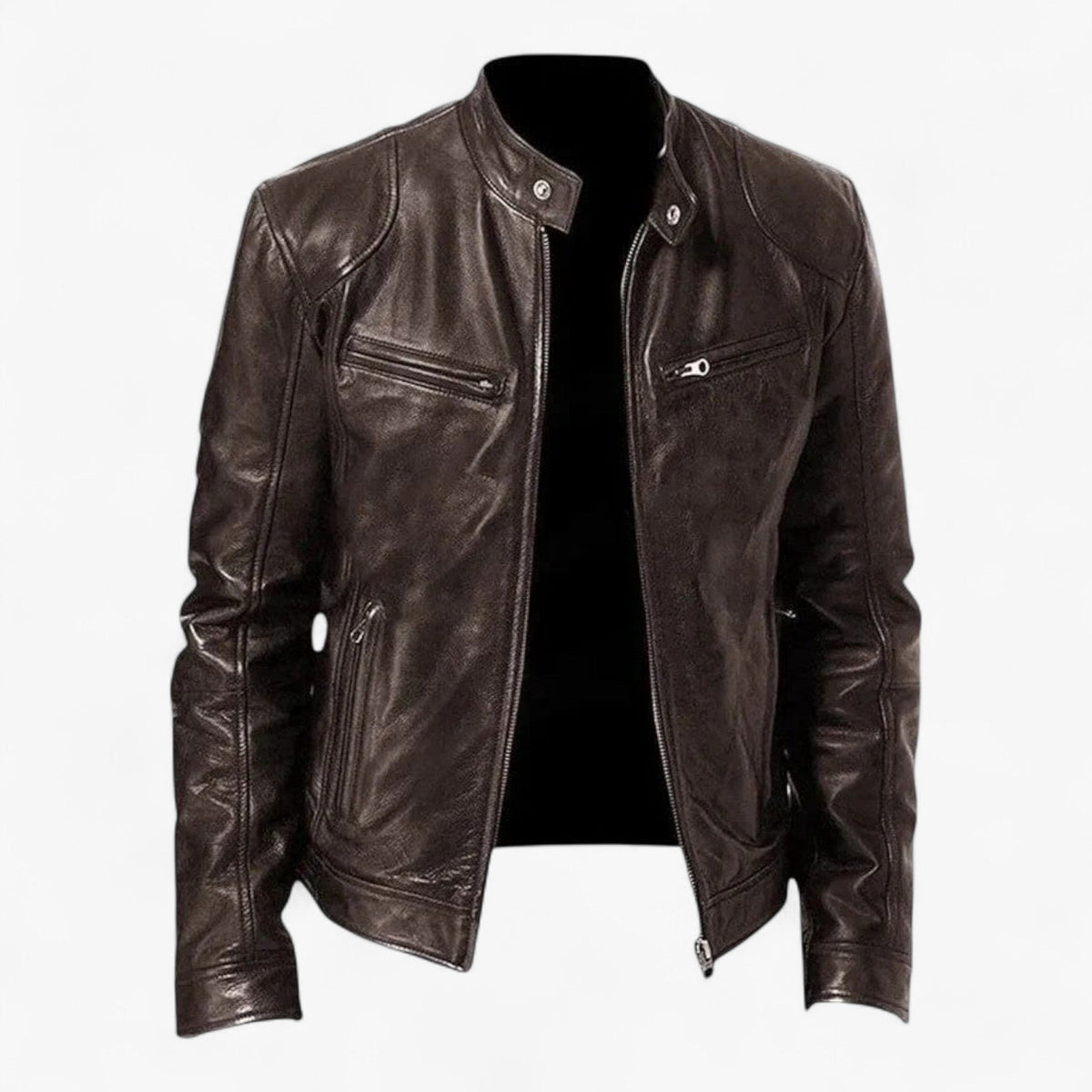 Men's Slim-Fit Moto Jacket with Zip Pockets