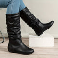 Women's Slouchy Knee-High Flat Boots with Side Zip
