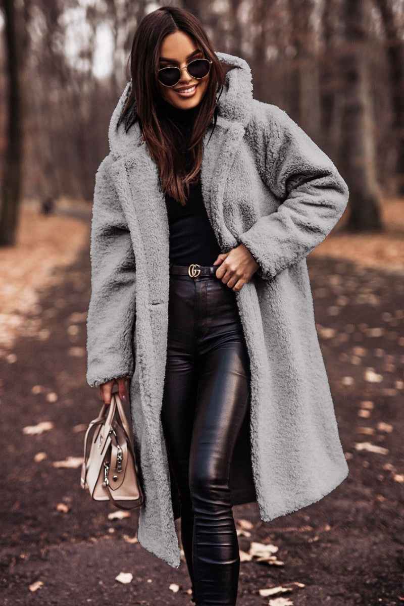 Women's Oversized Hooded Teddy Coat with Longline Fit